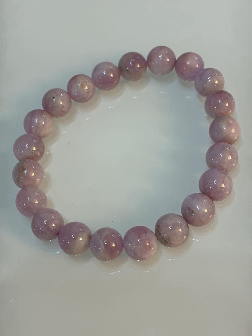 Natural Pink Stone Beaded Stretch Bracelet